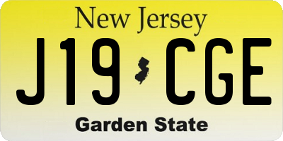 NJ license plate J19CGE