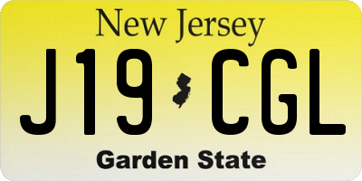 NJ license plate J19CGL