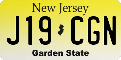 NJ license plate J19CGN