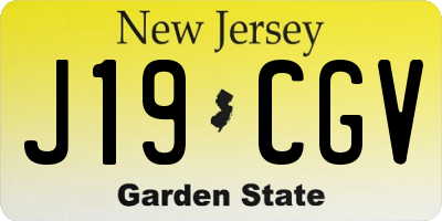 NJ license plate J19CGV
