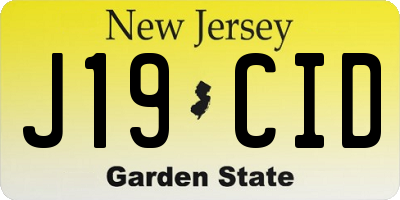 NJ license plate J19CID