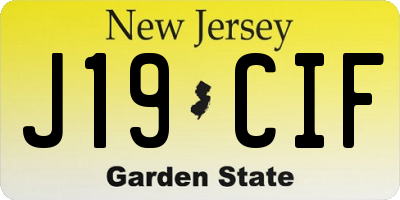 NJ license plate J19CIF