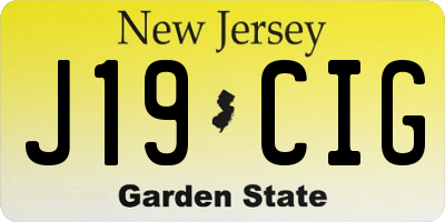NJ license plate J19CIG