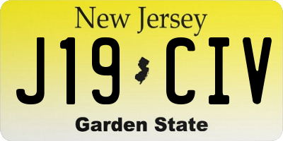 NJ license plate J19CIV