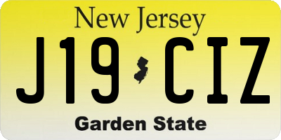 NJ license plate J19CIZ