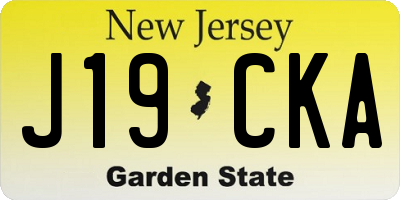 NJ license plate J19CKA