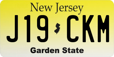 NJ license plate J19CKM