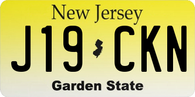 NJ license plate J19CKN