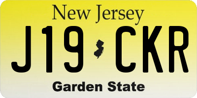 NJ license plate J19CKR