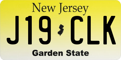 NJ license plate J19CLK