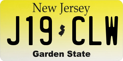 NJ license plate J19CLW