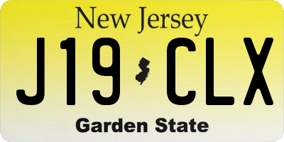 NJ license plate J19CLX