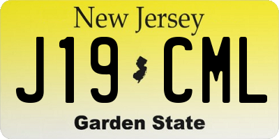 NJ license plate J19CML