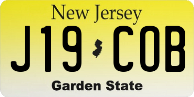 NJ license plate J19COB