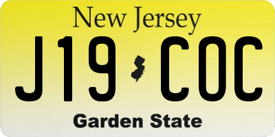 NJ license plate J19COC