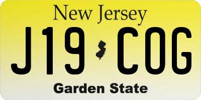 NJ license plate J19COG
