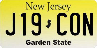 NJ license plate J19CON