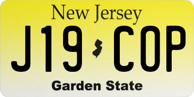 NJ license plate J19COP