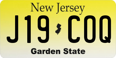 NJ license plate J19COQ