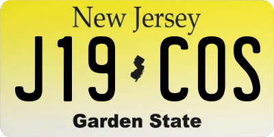 NJ license plate J19COS