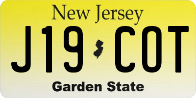 NJ license plate J19COT