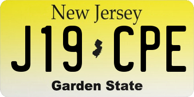 NJ license plate J19CPE