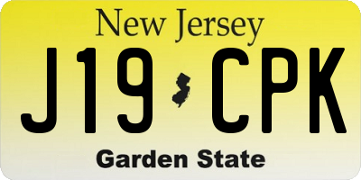 NJ license plate J19CPK