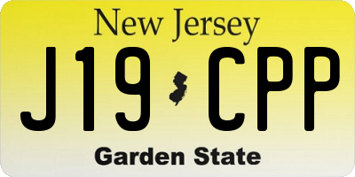 NJ license plate J19CPP