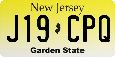 NJ license plate J19CPQ