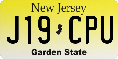 NJ license plate J19CPU