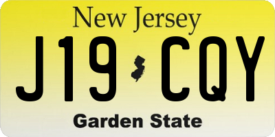 NJ license plate J19CQY