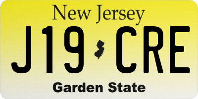 NJ license plate J19CRE