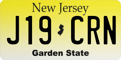 NJ license plate J19CRN
