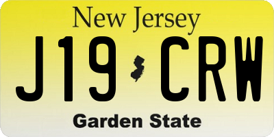 NJ license plate J19CRW