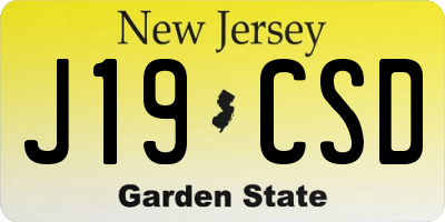 NJ license plate J19CSD