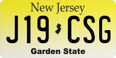 NJ license plate J19CSG