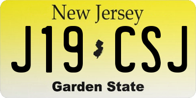 NJ license plate J19CSJ
