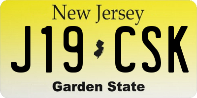 NJ license plate J19CSK