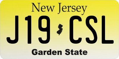 NJ license plate J19CSL