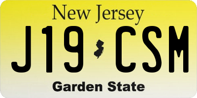 NJ license plate J19CSM
