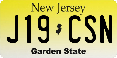 NJ license plate J19CSN