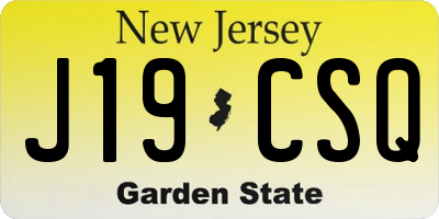 NJ license plate J19CSQ