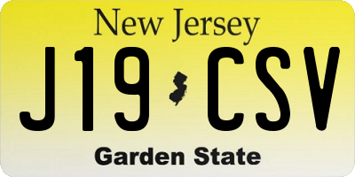NJ license plate J19CSV