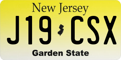 NJ license plate J19CSX