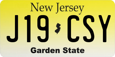 NJ license plate J19CSY
