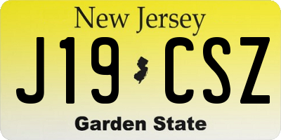 NJ license plate J19CSZ