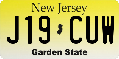 NJ license plate J19CUW
