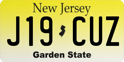 NJ license plate J19CUZ