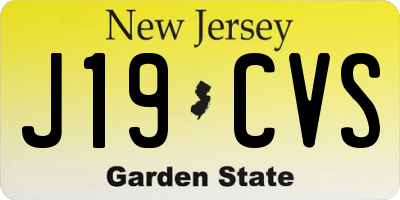 NJ license plate J19CVS