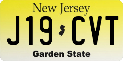 NJ license plate J19CVT